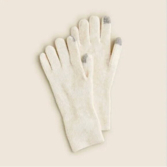 J.Crew Ribbed Tech Touch Gloves NWT Merino Wool Alpaca Blend Ivory Winter Warm - Picture 1 of 7
